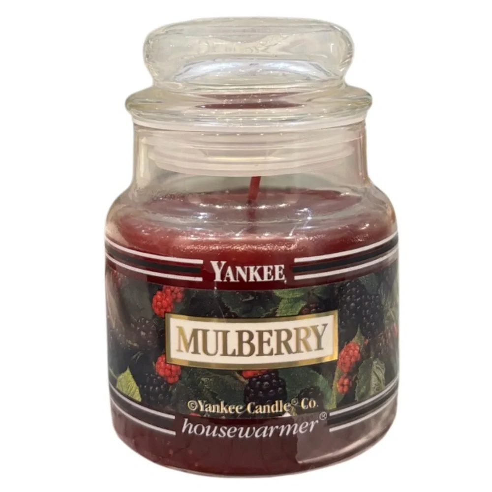 RARE Vintage Yankee Candle Mulberry Black Band Housewarmer Small Jar 3.7oz NEW